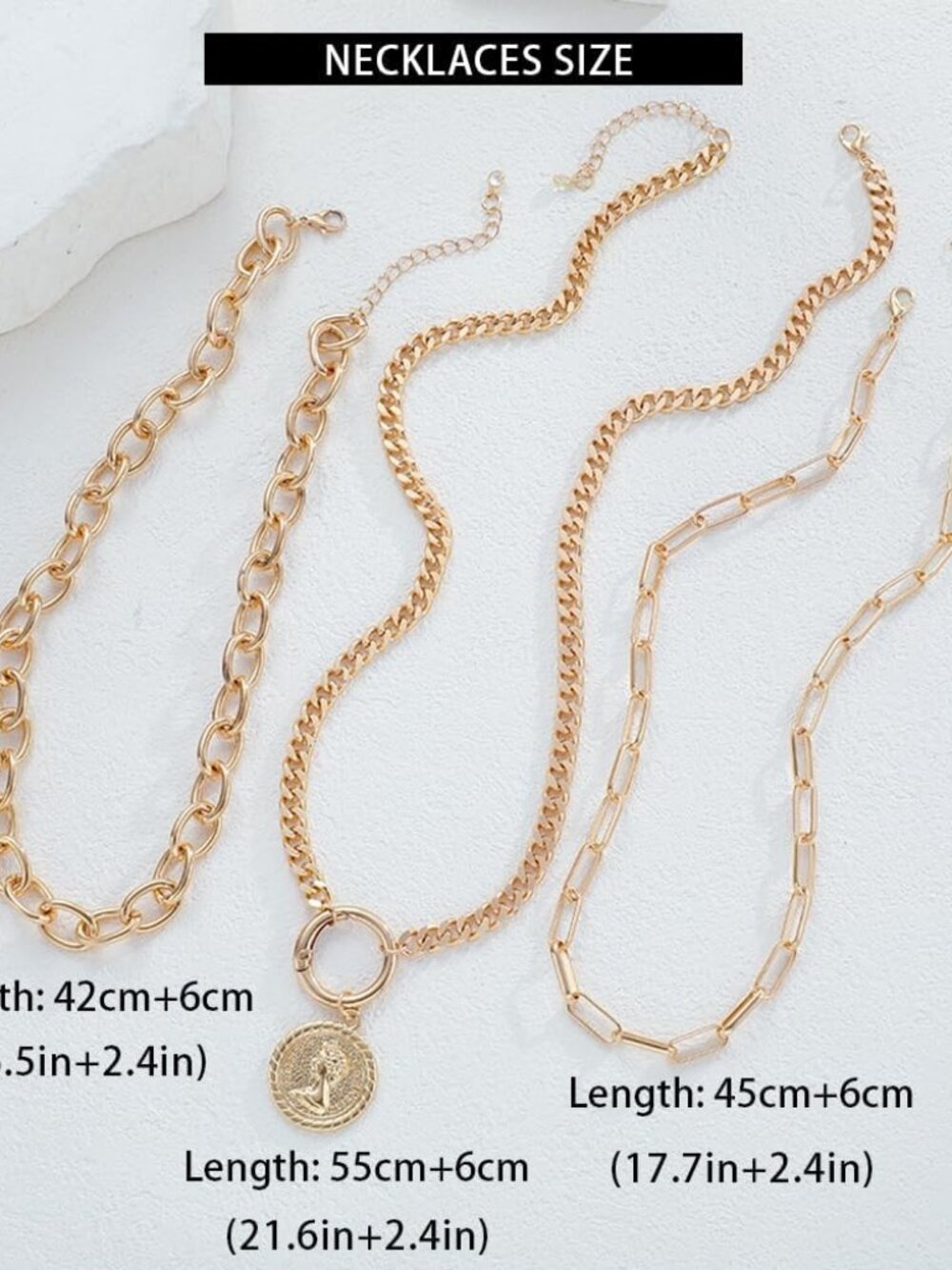 Vintage Gold Layered Necklaces for Women Trendy, Chunky Cuban Link Paperclip Cha - Picture 9 of 9